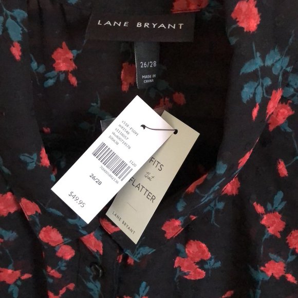 Lane Byrant No-Peek Black Floral Blouse 26/28 NWT - Picture 3 of 5